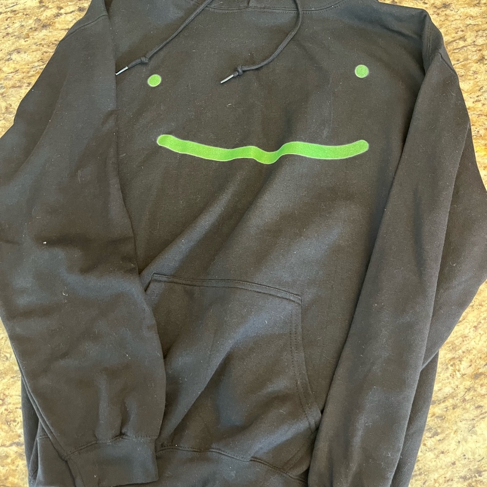 Black Hoodie with Green Smile Design